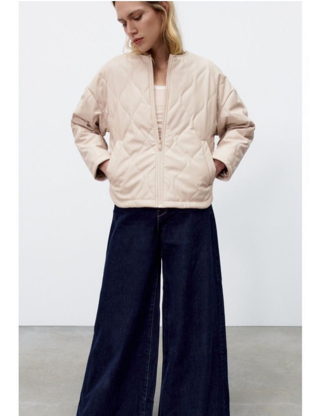 ZARA Faux Leather Quilted Jacket